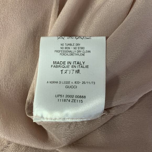 GUCCI Size M Taupe Silk Blouse - Picture 7 of 7